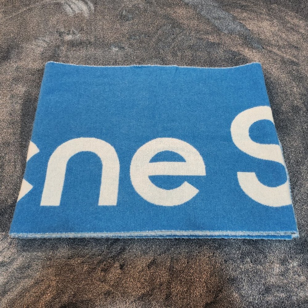 Acne Studios Logo Jacquard Scarf (Narrow) - blue